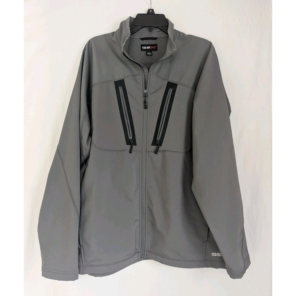 GSX Jacket Mens L Gray Windbeaker Zip Polyester Blend